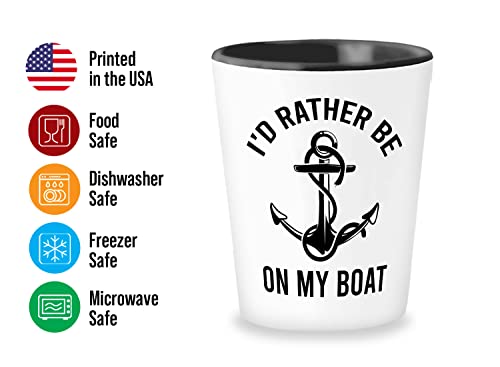 Bubble Hugs Boat Shot Glass 1.5Oz - I'd Rather Be On My Boat - Boater Enthusiast Boating Sailing Ship Lake Lover Owner Sea Waves Anchor Vacation #TOP2