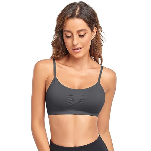 Image of Litthing Bralettes Padded for Women Cami Strap Bra Seamless Sportsbra Wireless Comfort Yoga Lightly T-Shirt Tank Tops