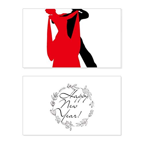 Tarjeta conmemorativa de bailarina para año nuevo con mensaje de bendición y danza social