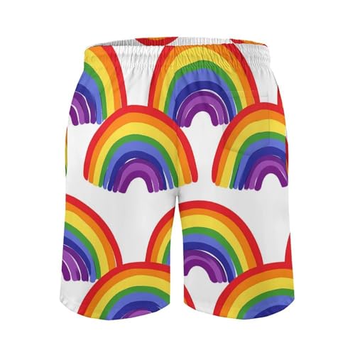 Rainbow Print Mens Swim Trunks Quick Dry Board Shorts Beach Swimwear Bathing Suits3