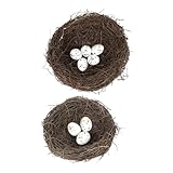 SMASOLO 天然藤製手作りバードネスト 鳥巣 リアルフェイク卵付き 環境配慮のカントリースル装飾用鳥の巣 結婚式 園 バードケージ向け