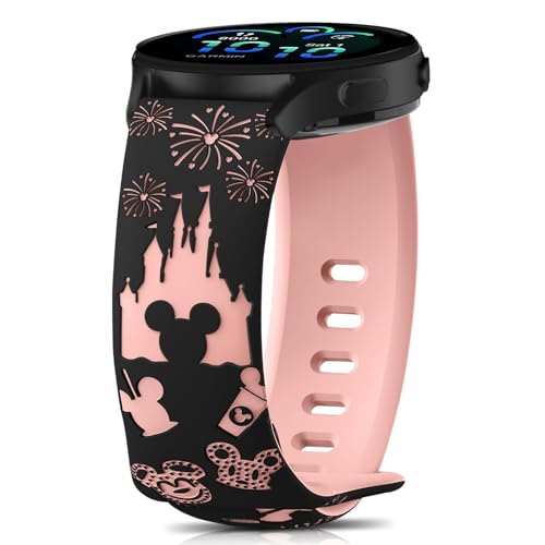 CeiBand Pulsera de silicona grabada de dibujos animados compatible con Garmin Vivoactive 6/Vivoactive 5/Venu Sq 2/vívomove Trend, correa de reloj deportiva para mujer de 20 mm para Garmin Forerunner