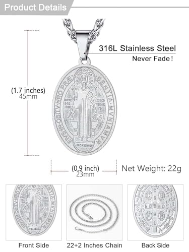 Image of U7 Saint Michael Necklace for Men,Stainless Steel /18K Gold Plated St Michael Archangel /Saint Benedict /Saint Christopher Pendant Amulet Necklace for Men Women