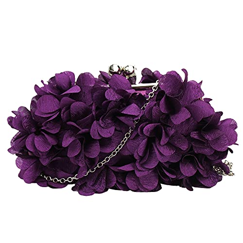 Image of Buddy Women Rose Shaped Clutch Soft Satin Wristlet Handbag Wedding Party Purse