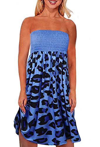 Image of Zyyfly Strapless Dress for Women Summer Beach Boho Smocked Tube Top Dress