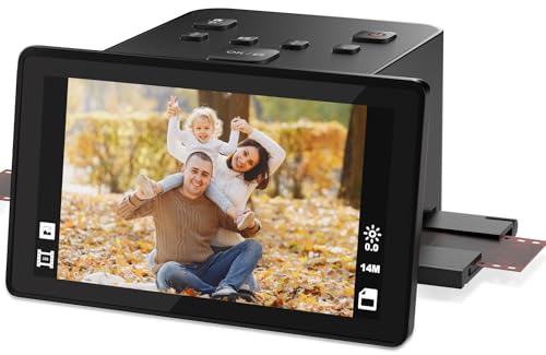 22MP Film and Slide Scanner with 5” LCD Screen, Convert Color & B&W Negatives & Slides 35mm, 126, 110 Film to JPEG Digital Photos