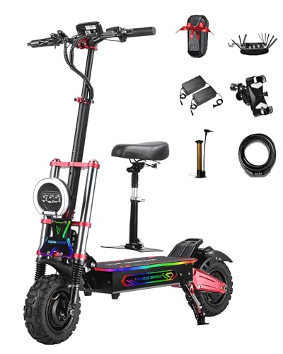 FYNLRXA 75 Miles Range Electric Scooter for Adults, 55MPH max Speed?60V38Ah Battery,6000w Dual Motor keyless Unlock RGB Lights 11