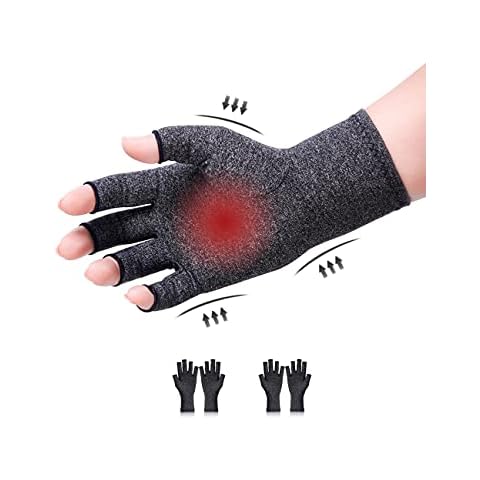 Donfri 2 Paare Arthritis Handschuhe Kompressionshandschuhe Fingerlose handschuhe fr Schmerzlinderung Gaming Tippen und Wrme fr Mnner und Frauen arthrose handschuhe (L, grau) Cover