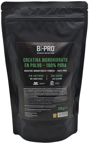 Creatina Monohidrato en polvo 200mesh micronizada Bi-PRO – 270g (90 dosis) Sabor neutro. 100% pura.