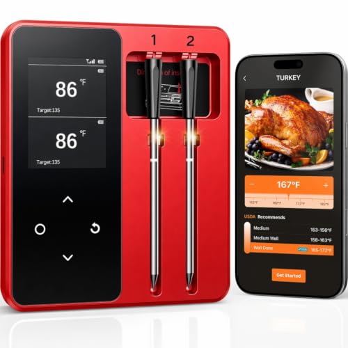 Smart Bluetooth Wireless Meat Thermometer with 6 Sensors,0.5S Instant Read