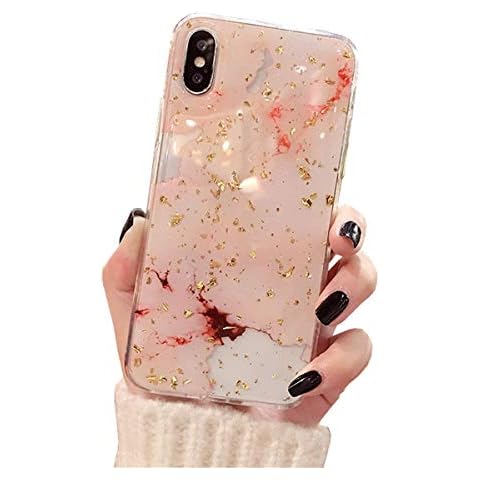 CXvwons Mobile Phone Case for iPhone XS, Ultra Thin Soft TPU Silicone with Chic 3D Pattern, Protective Case for iPhone XS/X, Slim Scratch-Resistant Shockproof Protective Case - 1 Marble Pink Cover