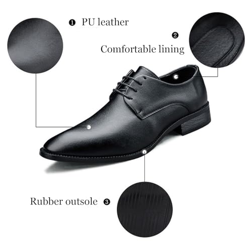 Men's Formal Dress Shoes Pointed Toe Oxfords Casual Lace Up Smart Stylish Shoes for Wedding Business Office4