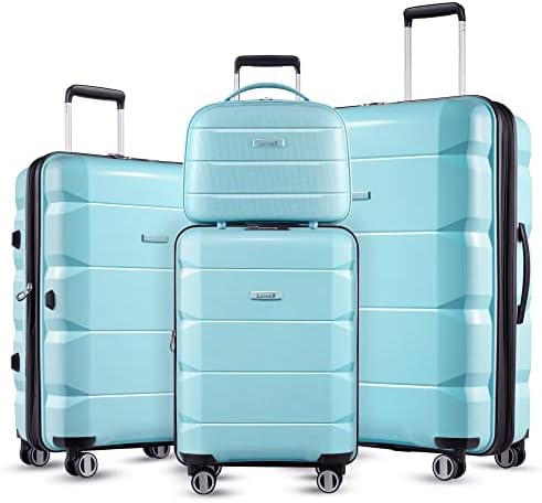 LUGGEX Blue Luggage Sets 3 Piece for Women - Expandable Carry on Luggage Set with Spinner Wheels -Lightweight Fashion Travel Companion.