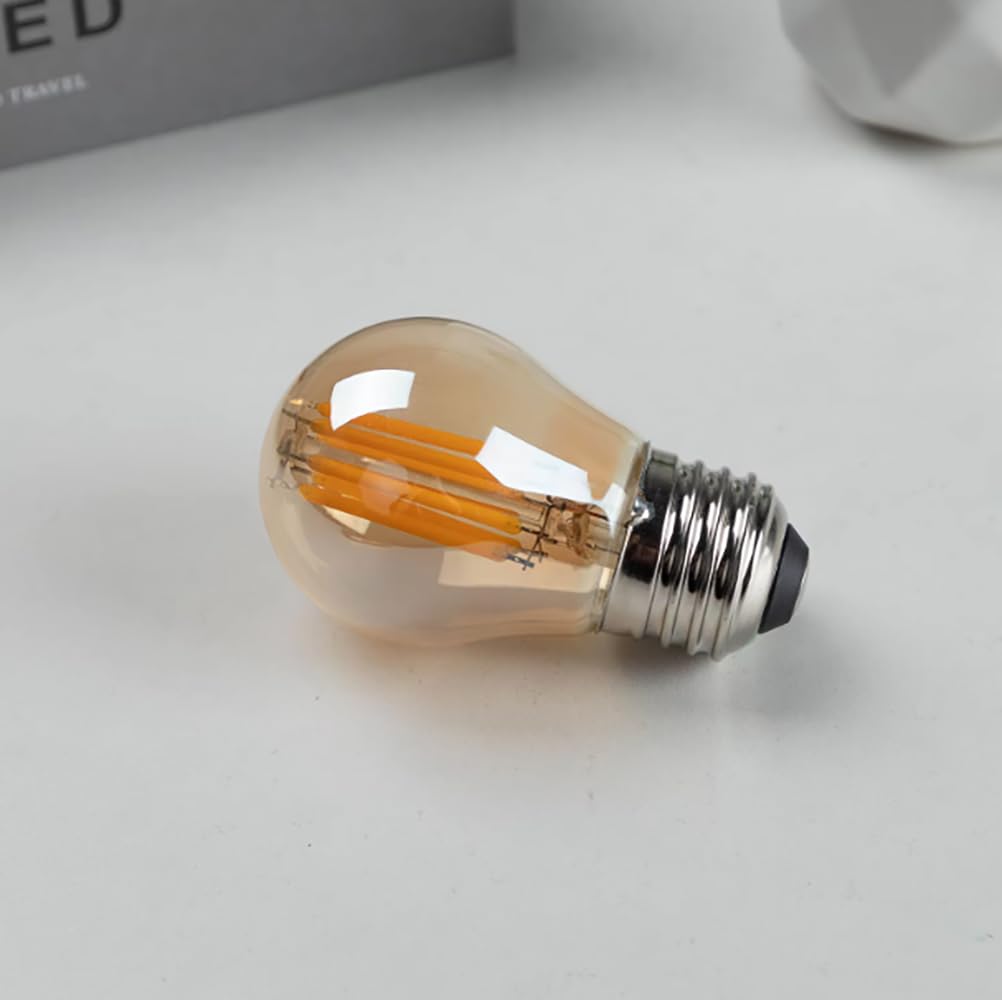 10 Piezas Bombilla LED Vintage G45 E27 2700K Regulable Globo Vidrio Ámbar