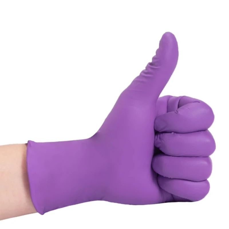 Guantes de nitrilo desechables, gruesos y duraderos, for limpieza del hogar, cocina, lavavajillas, jardinería, tatuajes, 20/50/100 unidades(Purple 100PCS,L)