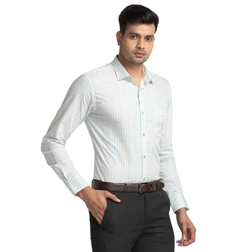 Image of Park Avenue Men's Pure Cotton Checks Pattern Slim Fit Ainsley Collar Full Sleeve Formal Shirt