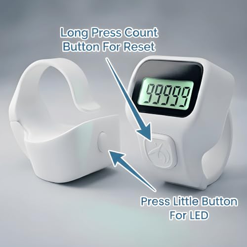 Image of Digital Finger Ring Counter, LCD Display, LED Back Light in Display, up to 99999 (Pack of 1- Any Random Colour Will Be Sent As Per Availability) (White)