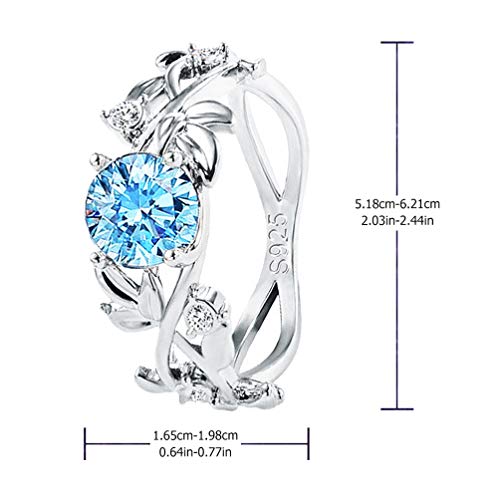 Holibanna Anel de pedra preciosa de corte redondo, anel de safira azul simulado, anel cruzado de fol