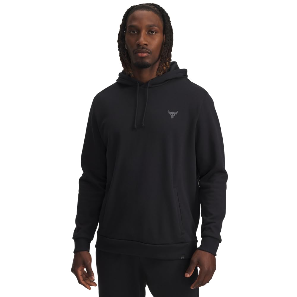 Under Armour Men's Project Rock Rival Fleece Hoodie, (001) Black / / Castlerock, M