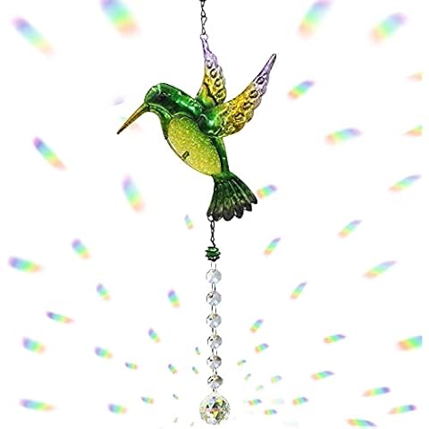 Cosylove Hummingbird Crystal Suncatcher Pendant, Hanging Chandelier Prism Rainbow Maker Ornament for Window Sun Catcher Home Garden Decoration(Green) Cover