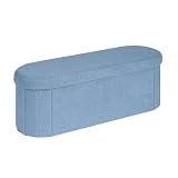 PINPLUS Storage Ottoman Bench Tufted Folding Ottomans Bench Foot Rest, Chest Box Velvet Bench with Storage 43'' x15 x15 (Blue)