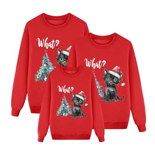 Men's Funny Christmas Sweater, Cute Ugly Holiday Sweater Long Sleeve Crew Neck Xmas Tree Cat Pullover Jumper Tops2