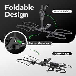 TrailXpert 2-Bike Rack Hitch Mount, Fits E-Bikes, Fat Tires up to 5", 160lbs Tilting Hitch Mount Platform Rack for Cars SUVs Trucks -2" Receiver — photo 3 of 6