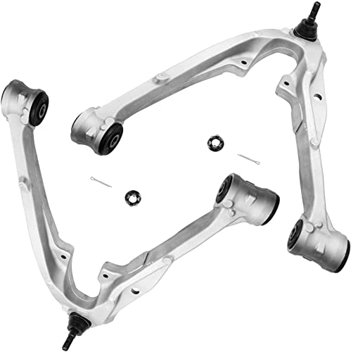 Image of Detroit Axle - 4pc Front End Kit for 2007-2013 Chevy Silverado 1500 GMC Sierra 1500 Avalanche 2007-2014 Tahoe Yukon, Suburban 1500 Escalade ESV EXT, Lower Control Arms w /Ball Joint, Lower Ball Joints