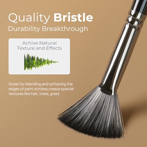 Nicpro ファンペイントブラシ 10本セット アーティストペイントブラシセット ソフト 毛抜け防止 ナイロン毛 木製 ショートハンドル アクリル 水彩画 油絵