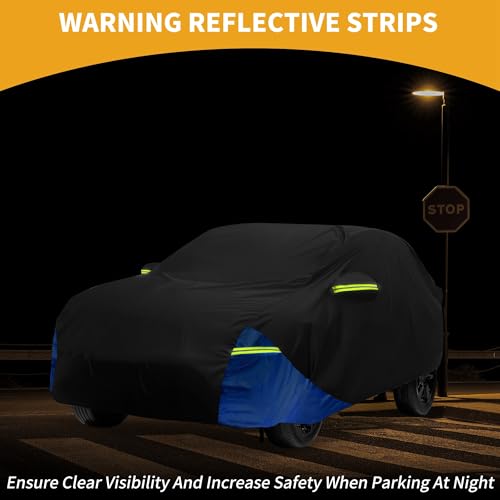 Image of Car Cover Waterproof All Weather 210D, UV Sun Rain Protection, for Toyota RAV4 with Left Side Zipper, Black & Blue
