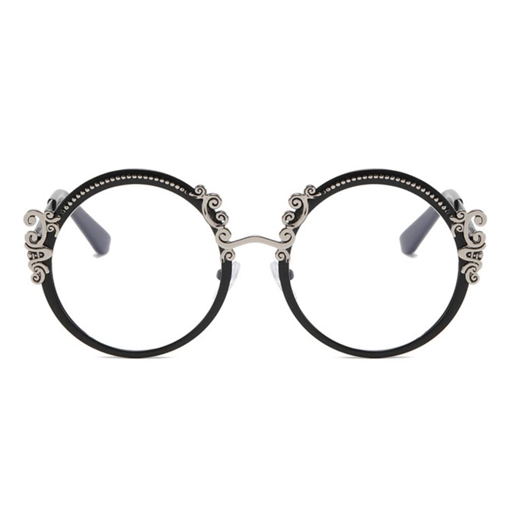Retro Lesebrille Damen, Klassische Round Lesebrillen, Blaulichtfilter Reading Glasses Anti-Blaulicht Lesehilfe Stylische Metallbrille für Damen