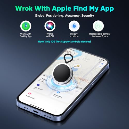 Image of 4-Pack Air Tracker Tags Compatible with Apple Find My (iOS Only) Bluetooth Tracker, Smart Keys Finder and Item Locator with Hooks for Wallet Luggage Backpack 2B2W