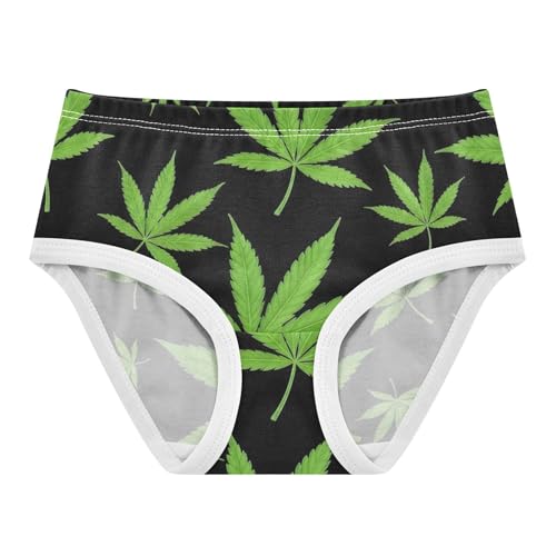 Green Vivid Leaves Black Toddler Girls Underwear 2t Cotton Little Girl Panties Artistic Briefs Underpants