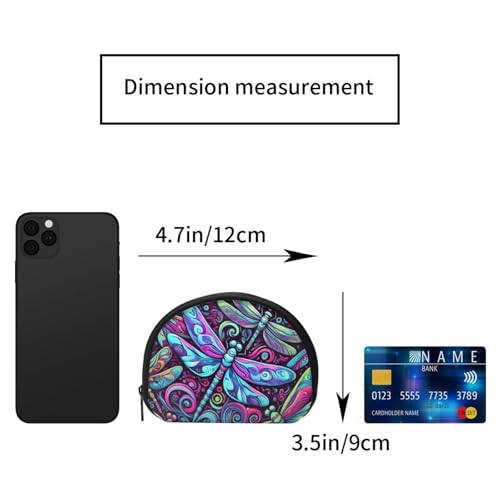 Portable Coin Purse Colorful-Psychedelic-Butterflies Mini Zippered Money Pouch Card Holder2