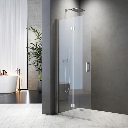 120x195cm Walk in, Dusche Duschwand Falttür Dusche Duschtrennwand 6mm ESG-Sicherheitsglas Nano Beschichtung