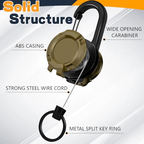 Image of Retractable Keychain 2 Pack with Carabiner Clip, Heavy Duty Badge Reel | Retractable Keychain with Carabiner Clip, Durable Badge Reel for Keys, ID Cards and Daily Use