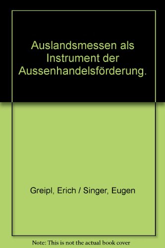 Auslandsmessen ALS Instrument Der Aussenhandelsforderung: 103