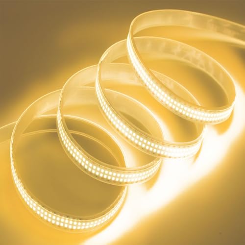 Image of SUYOOULIN LED Strip Lights, 16.4ft Dimmable DC 12V SMD 2025 Double Rows 3120 LEDs 65000LM Super Bright LED Ribbon Strip, Tube Waterproof IP67 for Home Party Decoration (Warm White 3500K)