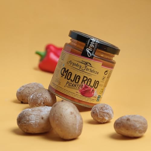 Argodey Fortaleza Mojo Rojo Picante 200g - Authentische Kanarische Sauce, Perfekt und Vielseitig zum Streichen auf Brot, Toast, Arepas, Kartoffeln. Ohne Konservierungsstoffe und künstliche Zusätze.