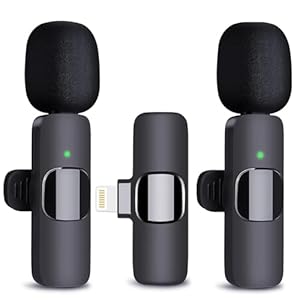 Wireless Microphone for iPhone, Dual Professional Wireless Lavalier Microphone for iPhone iPad, Plug-Play Wireless Mic for Recording,Live Stream,YouTube,Facebook,TikTok,Vlog