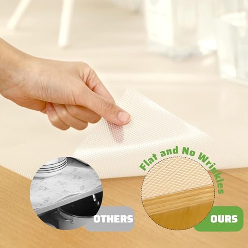 Image of Non-Slip Shelf Liner Roll 45x500 cm for Kitchen Cabinets, Drawers & Fridge | Thick Waterproof EVA Mat, Washable & Cuttable Cupboard Liner for Home & Office Use - Transparent