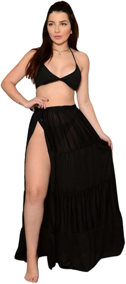 Saia Envelope Saida de Praia LONGA Saia de Amarrar com babado 4 marias Moda Verão