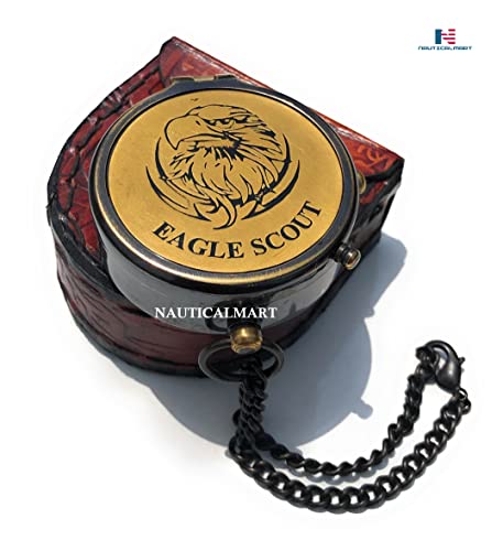 Brújula de bolsillo vintage de latón grabada Eagle Compass miniatura 3
