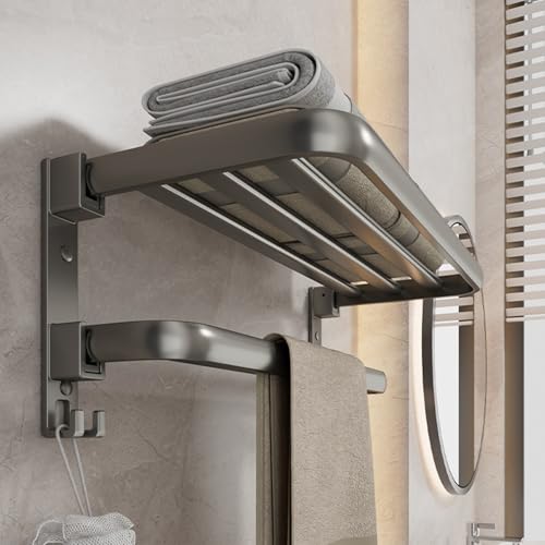 Handship 15 Inch Towel Rack Bathroom Shelf with Towel Bar