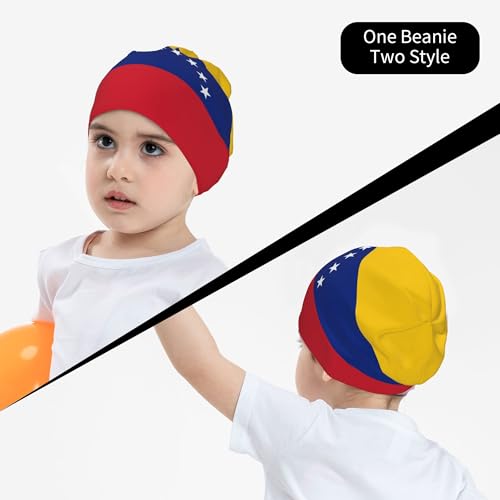 Flag of Venezuela Children Hip Hop Knitted Hat Kids Elastic Leisure Knit Cap Warm Sleep Beanies Black4