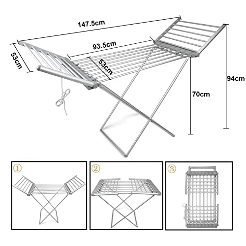 Séchoir électrique chauffant pliable 18 barres avec couvercle