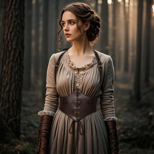 Joukavor Medieval Leather Corset Belt Renaissance Waist Cincher for Women Halloween2