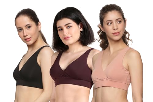 Image of &Circus PureSoft Padded Bra for Women | Non Wired Bra for Women with Insertable Pads | Plunge Bralette for Active & Lounge Wear