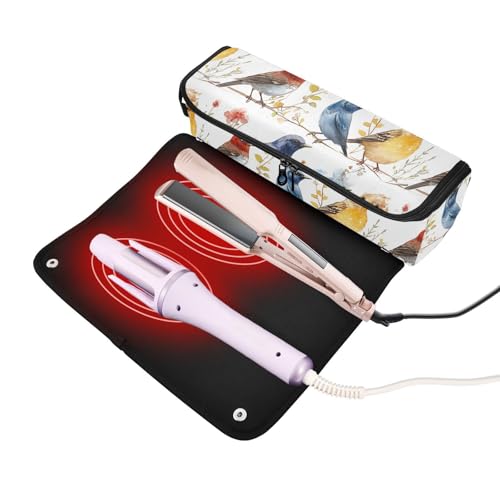 Bolsa de viaje para herramientas de cabello con tapete resistente al calor y accesorios removibles organizador para planchas, rizadores y secador miniatura 2