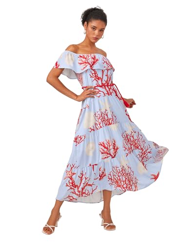 ADOR Women's Off Shoulder Floral Dresses Maxi A Line Long